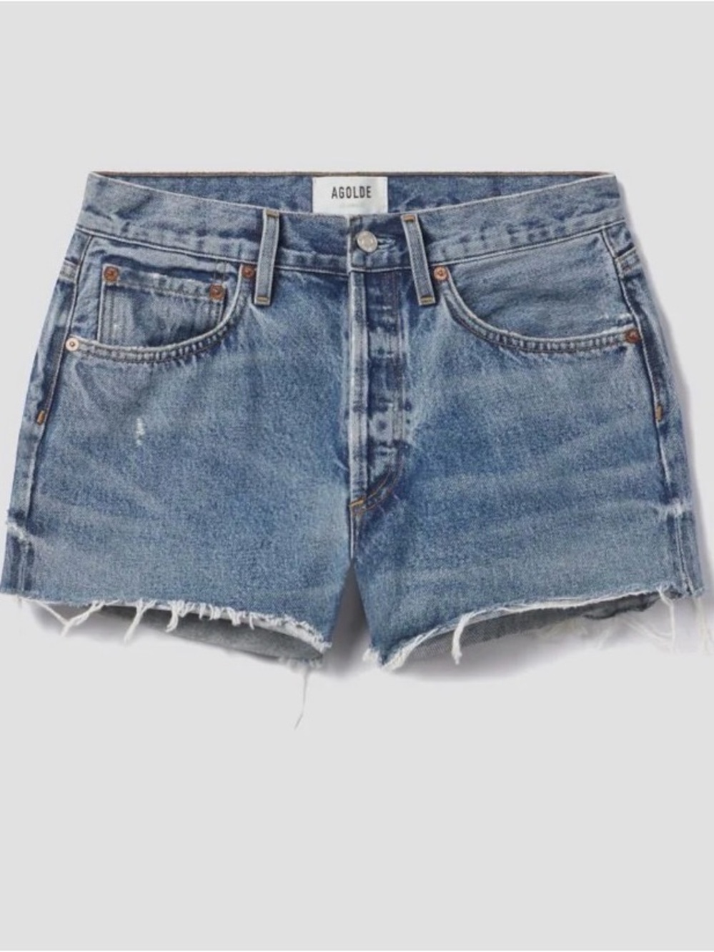 AGOLDE Parker Vintage Cut Off Shorts Women’s 26 High Rise Distressed Raw Hem - Picture 2 of 13